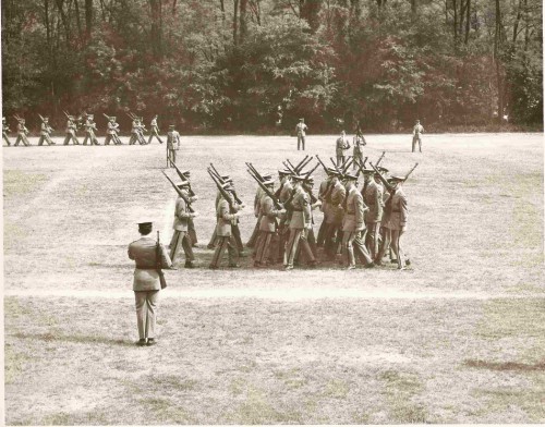 Belfry Hall platoon during exhibition drill at graduation 1964 Jim Bongiovanni Platoon Leader