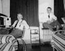 Ducky Kleintop 53 and Paul Popovich 53<    >In room 209 Centennial Hall Fall of 1949<    >We supplied our own furniture in those days and curtains  