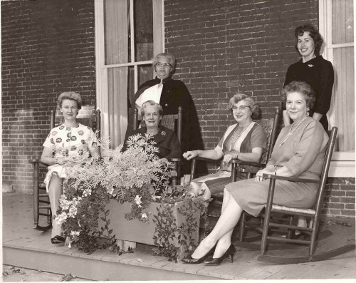 Front row left Mrs. Harclerode, Mrs. Holiday, Mrs. Briner, Mrs C.L. Holman    Back row from left Mrs. Noble and Miss Ickes
